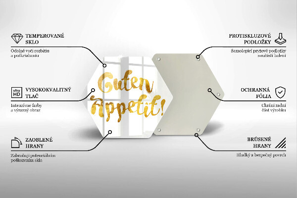 Tabla de cortar de vidrio La inscripción guten appetit!