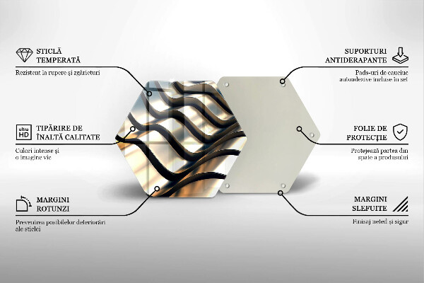 Tabla de cortar de vidrio Formas metálicas 3d