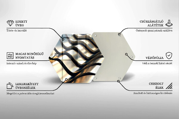 Tabla de cortar de vidrio Formas metálicas 3d