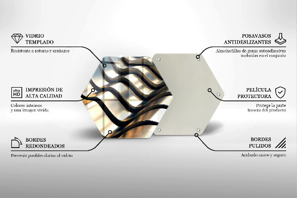 Tabla de cortar de vidrio Formas metálicas 3d