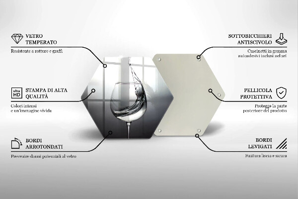 Tabla de cortar de vidrio Un vaso de agua