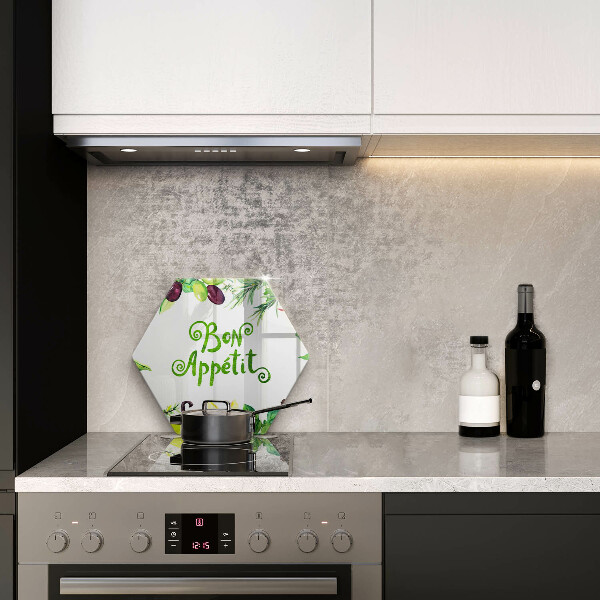 Tabla de cortar de vidrio Inscripción de bon appetit