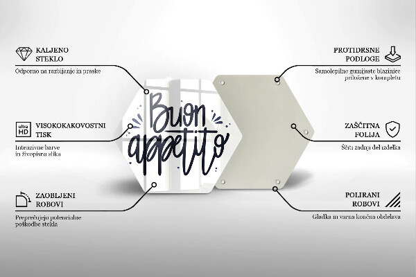 Tabla de cortar de vidrio Inscripción de buen apetito