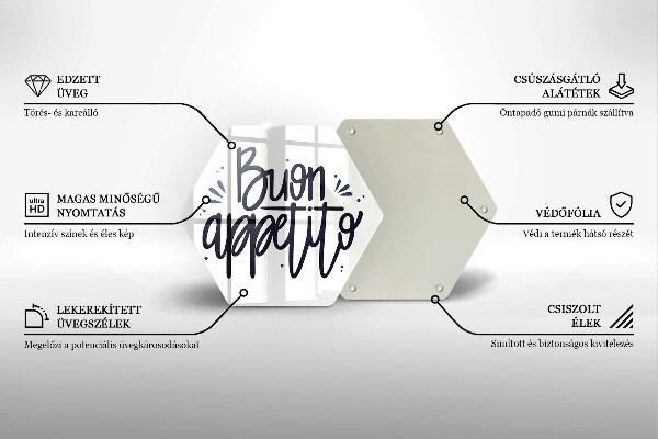 Tabla de cortar de vidrio Inscripción de buen apetito