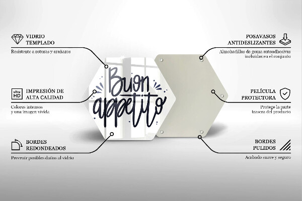 Tabla de cortar de vidrio Inscripción de buen apetito