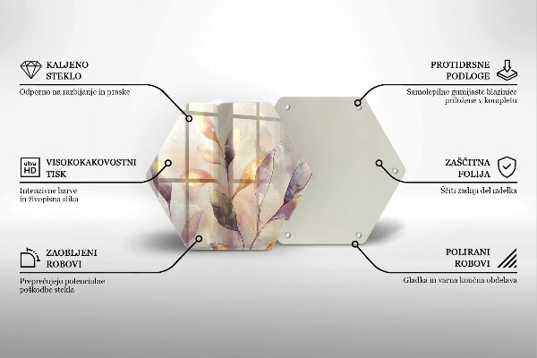 Tabla de cortar de vidrio Hojas boho pintadas