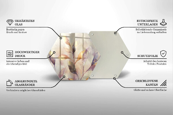 Tabla de cortar de vidrio Hojas boho pintadas