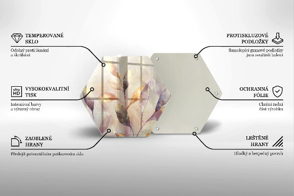 Tabla de cortar de vidrio Hojas boho pintadas