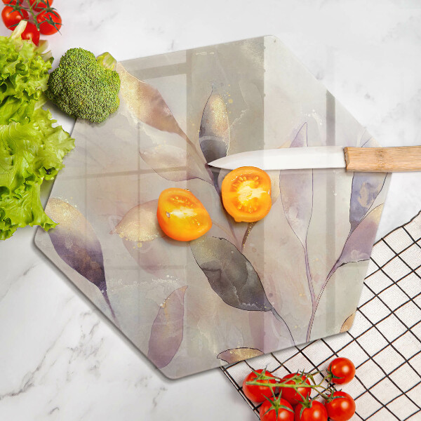 Tabla de cortar de vidrio Hojas boho pintadas