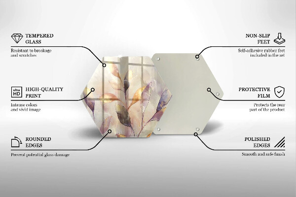 Tabla de cortar de vidrio Hojas boho pintadas