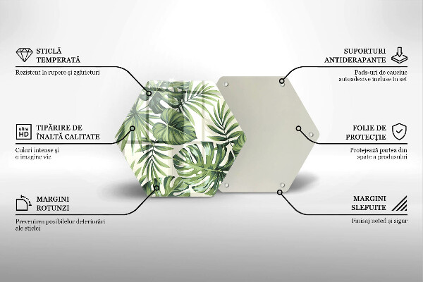 Tabla de cortar de vidrio Ilustración de hojas de monstera