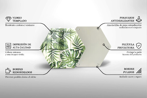Tabla de cortar de vidrio Ilustración de hojas de monstera