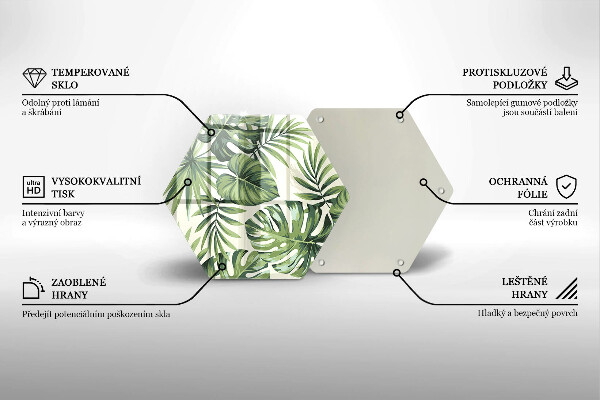 Tabla de cortar de vidrio Ilustración de hojas de monstera