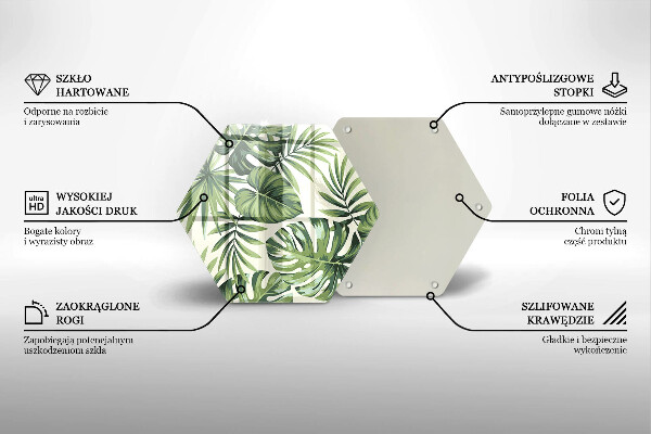 Tabla de cortar de vidrio Ilustración de hojas de monstera