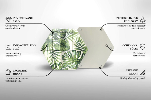Tabla de cortar de vidrio Ilustración de hojas de monstera