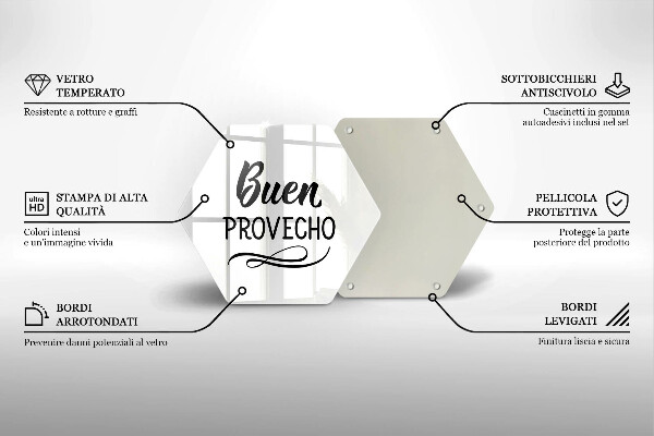 Tabla de cortar de vidrio La inscripción buen provecho