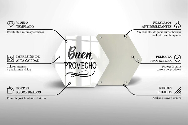 Tabla de cortar de vidrio La inscripción buen provecho