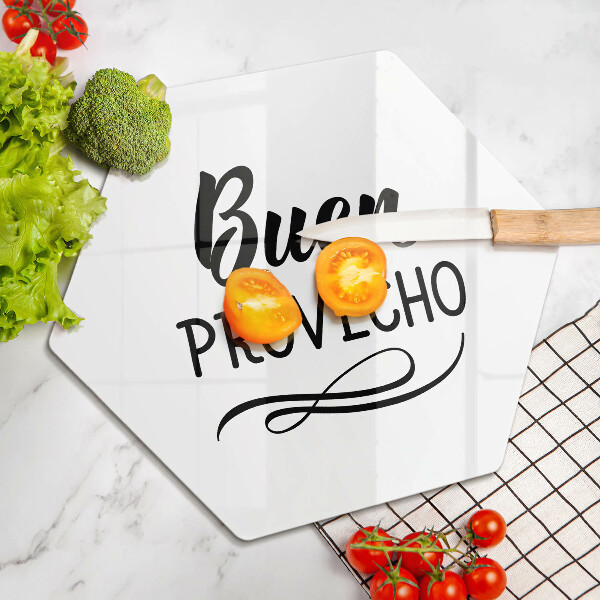 Tabla de cortar de vidrio La inscripción buen provecho