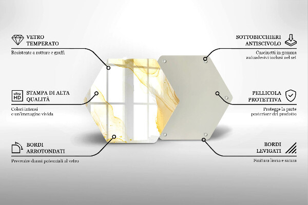 Tabla de cortar de vidrio Abstracción dorada