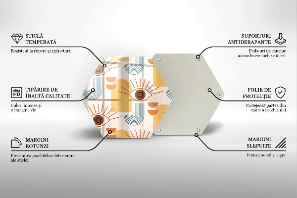Tabla de cortar de vidrio Patrón de ojos boho