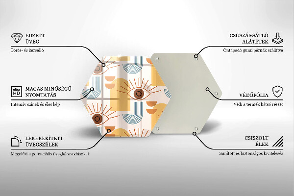 Tabla de cortar de vidrio Patrón de ojos boho