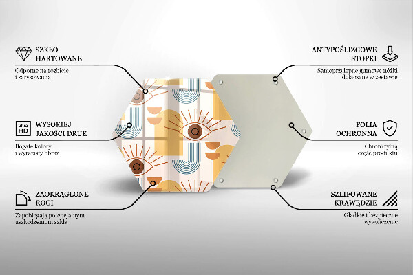 Tabla de cortar de vidrio Patrón de ojos boho