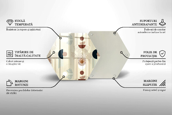 Tabla de cortar de vidrio Formas de geometría boho