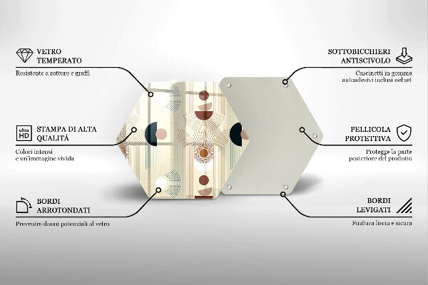 Tabla de cortar de vidrio Formas de geometría boho