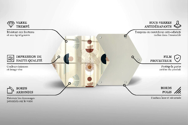 Tabla de cortar de vidrio Formas de geometría boho