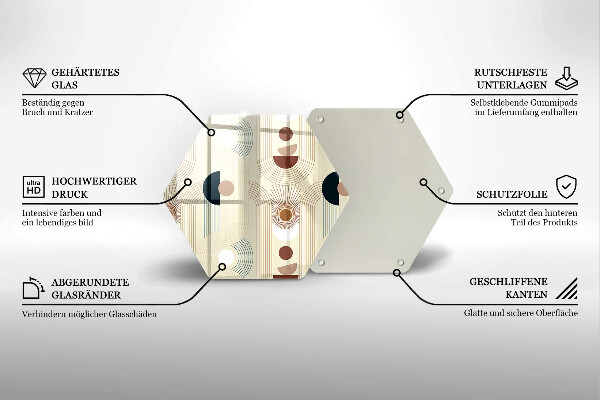 Tabla de cortar de vidrio Formas de geometría boho