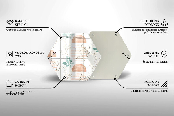 Tabla de cortar de vidrio Patrón de hojas boho