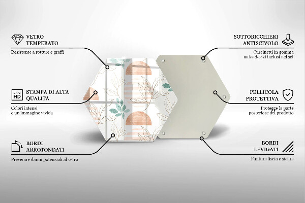 Tabla de cortar de vidrio Patrón de hojas boho