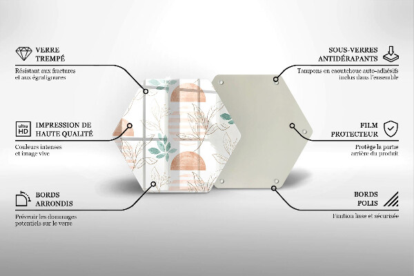 Tabla de cortar de vidrio Patrón de hojas boho