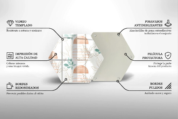 Tabla de cortar de vidrio Patrón de hojas boho