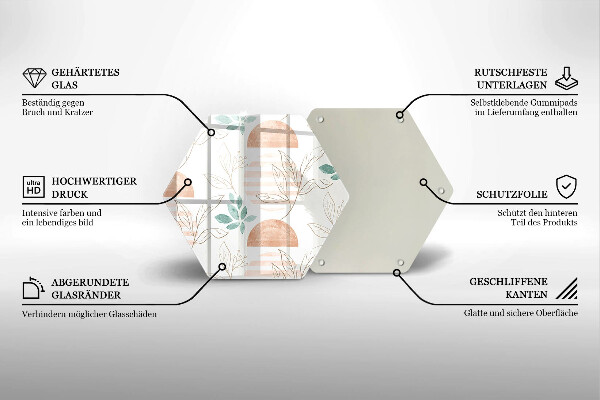 Tabla de cortar de vidrio Patrón de hojas boho