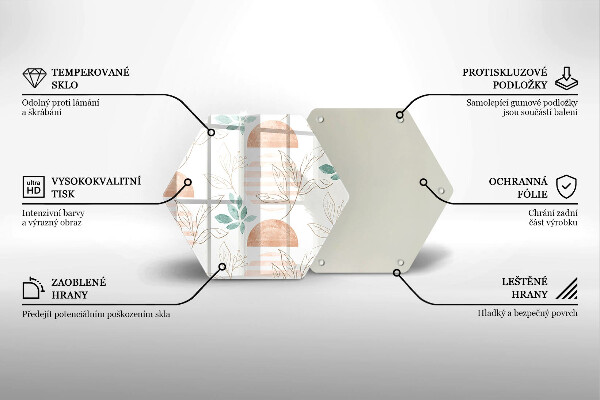 Tabla de cortar de vidrio Patrón de hojas boho