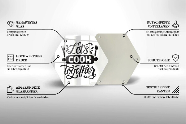 Tabla de cortar de vidrio Let's cook together