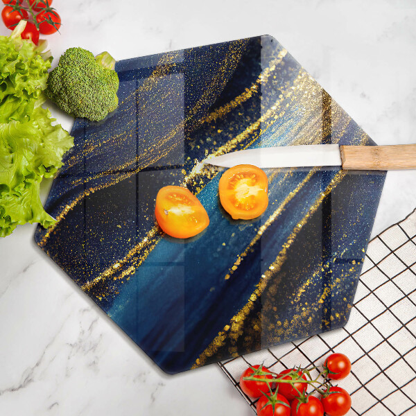 Tabla de cortar de vidrio Abstracción azul marino