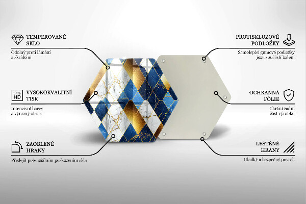 Tabla de cortar de vidrio Rombos de mármol dorado