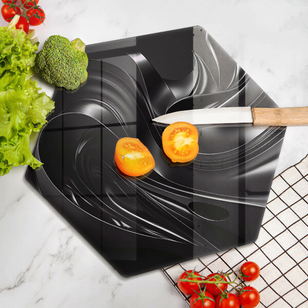 Tabla de cortar de vidrio Masa negra abstracta