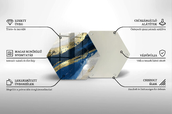 Tabla de cortar de vidrio Textura con oro