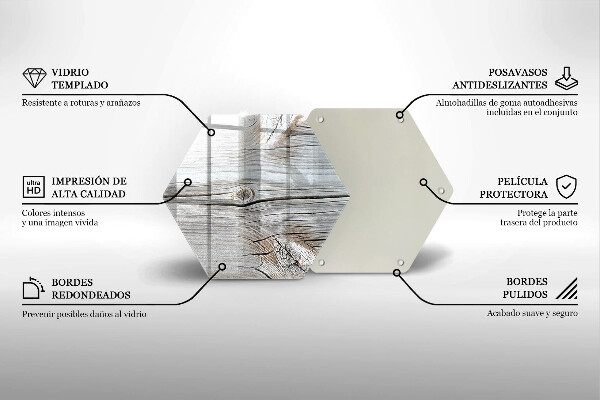 Tabla de cortar de vidrio Estructura de madera brillante