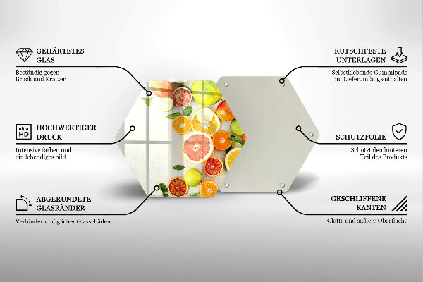 Tabla de cortar de vidrio Frutas cítricas