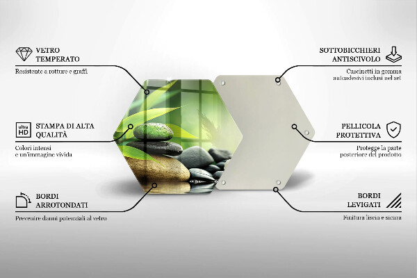 Tabla de cortar de vidrio Piedras de bambú zen