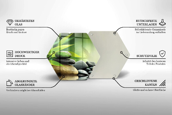 Tabla de cortar de vidrio Piedras de bambú zen