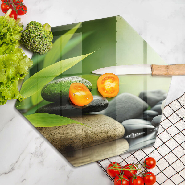 Tabla de cortar de vidrio Piedras de bambú zen