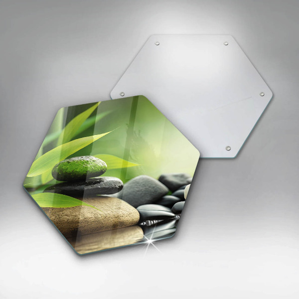 Tabla de cortar de vidrio Piedras de bambú zen