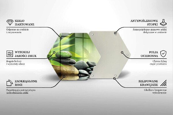 Tabla de cortar de vidrio Piedras de bambú zen