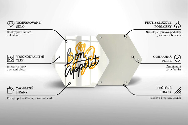 Tabla de cortar de vidrio Inscripción de bon appetit