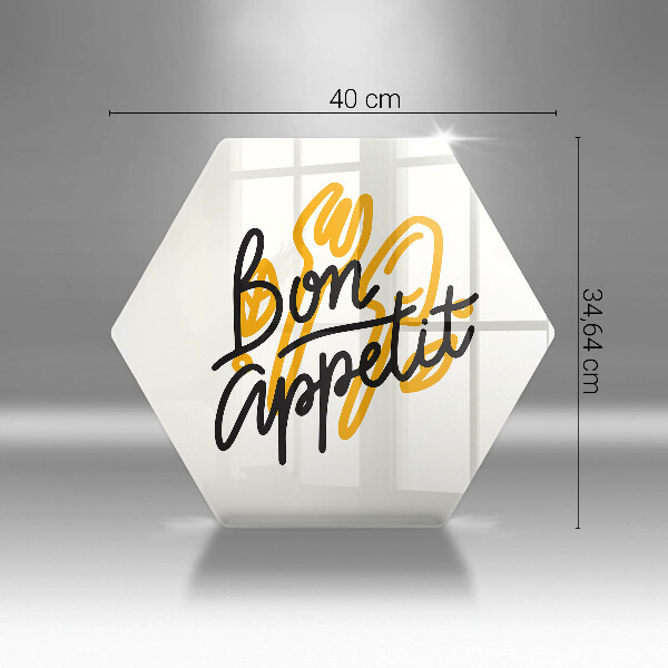 Tabla de cortar de vidrio Inscripción de bon appetit